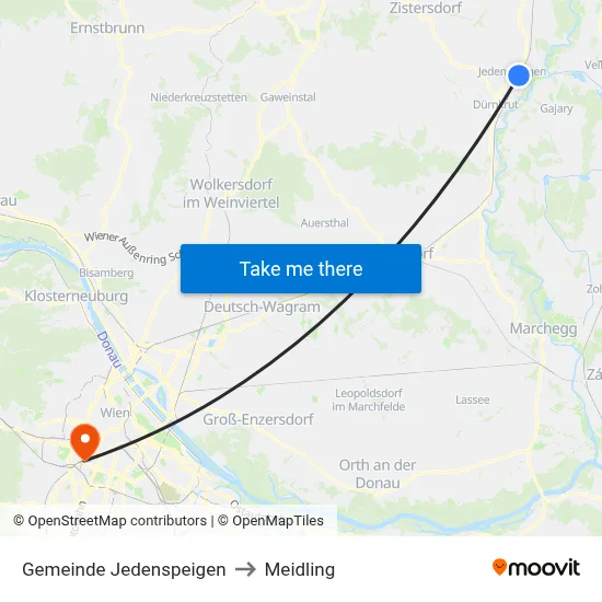 Gemeinde Jedenspeigen to Meidling map