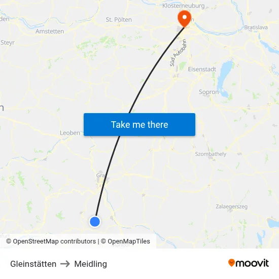 Gleinstätten to Meidling map