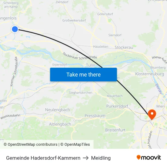Gemeinde Hadersdorf-Kammern to Meidling map