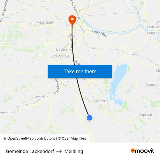 Gemeinde Lackendorf to Meidling map