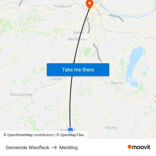 Gemeinde Wiesfleck to Meidling map
