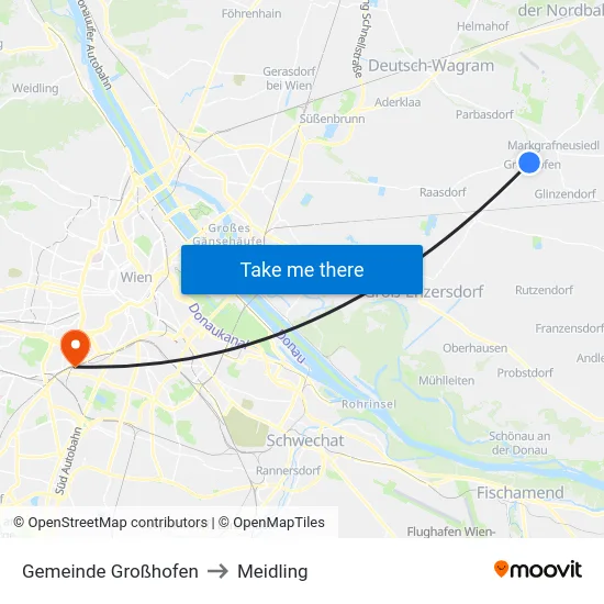 Gemeinde Großhofen to Meidling map