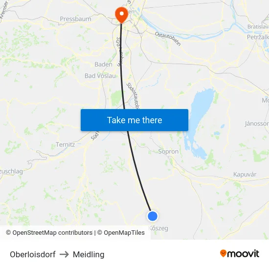 Oberloisdorf to Meidling map