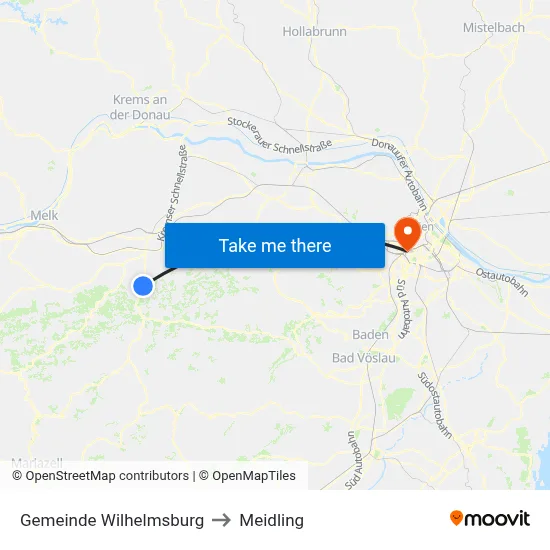 Gemeinde Wilhelmsburg to Meidling map