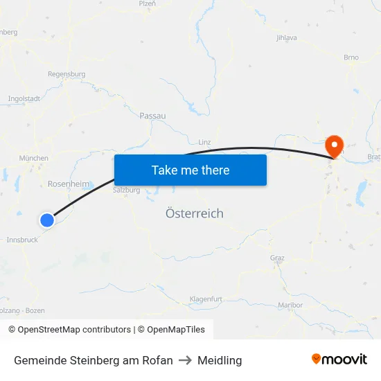 Gemeinde Steinberg am Rofan to Meidling map