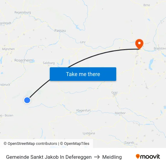 Gemeinde Sankt Jakob In Defereggen to Meidling map