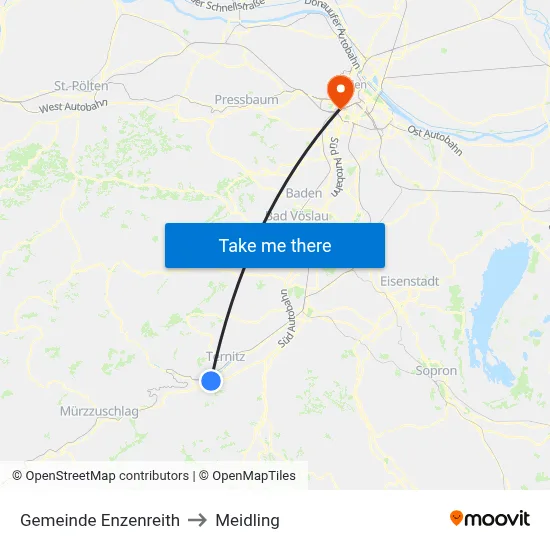 Gemeinde Enzenreith to Meidling map