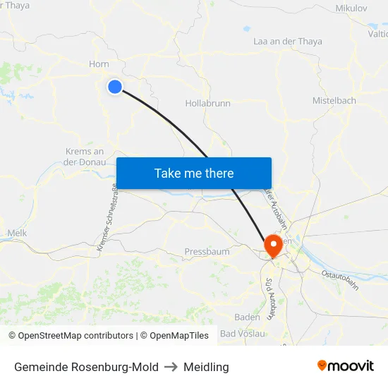 Gemeinde Rosenburg-Mold to Meidling map