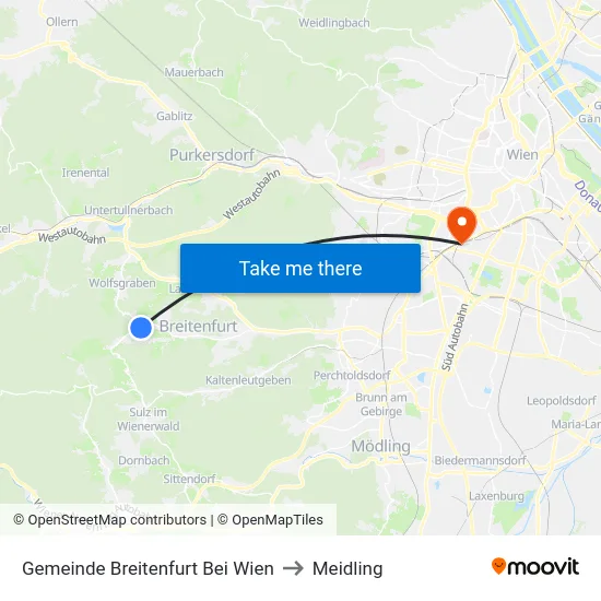 Gemeinde Breitenfurt Bei Wien to Meidling map