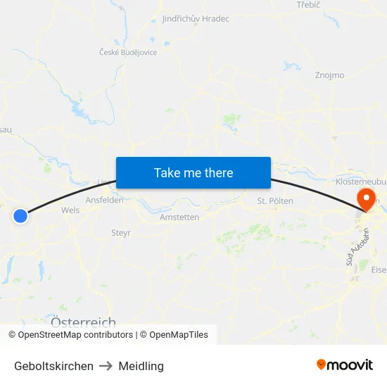 Geboltskirchen to Meidling map