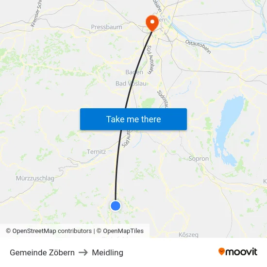 Gemeinde Zöbern to Meidling map