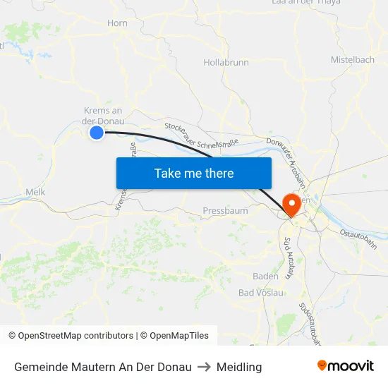 Gemeinde Mautern An Der Donau to Meidling map