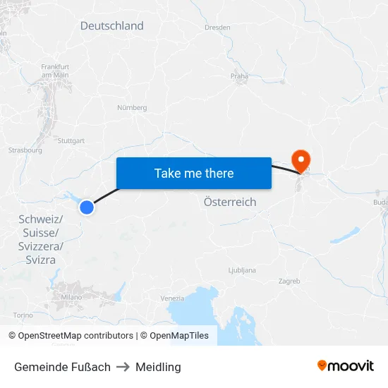 Gemeinde Fußach to Meidling map