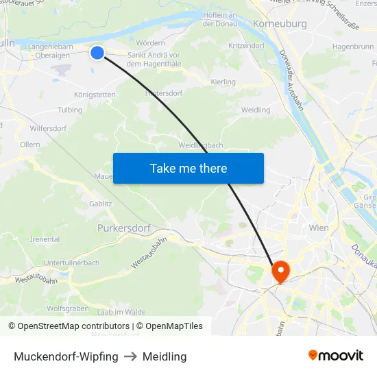 Muckendorf-Wipfing to Meidling map