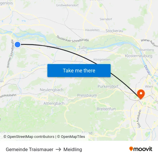 Gemeinde Traismauer to Meidling map