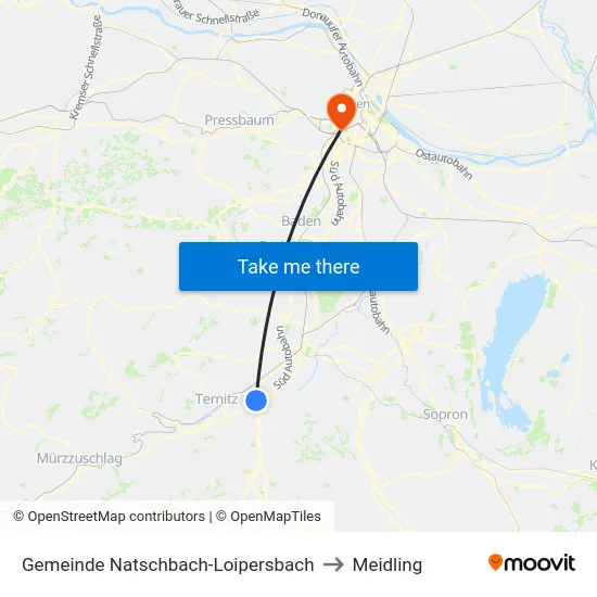 Gemeinde Natschbach-Loipersbach to Meidling map