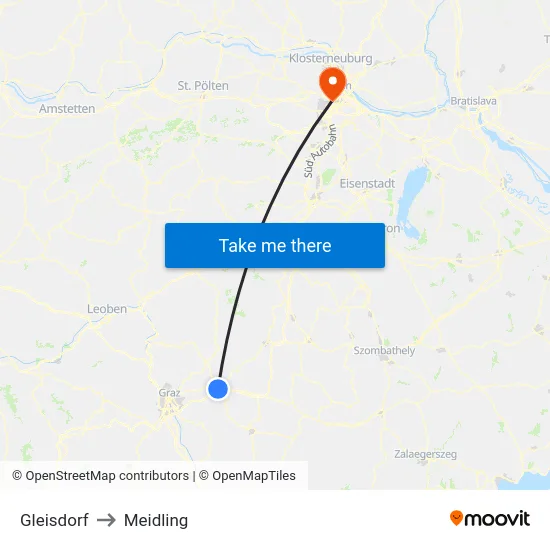 Gleisdorf to Meidling map
