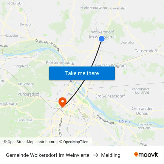 Gemeinde Wolkersdorf Im Weinviertel to Meidling map