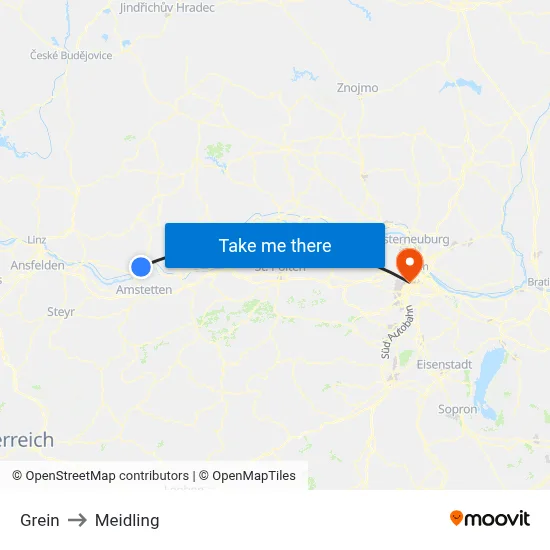 Grein to Meidling map