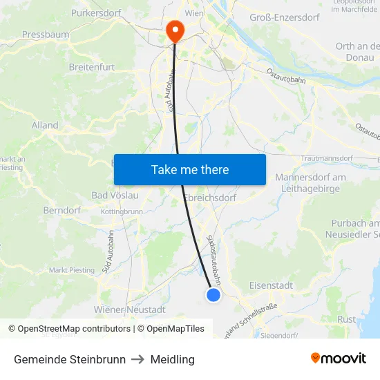 Gemeinde Steinbrunn to Meidling map