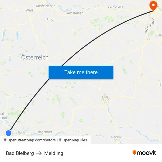 Bad Bleiberg to Meidling map