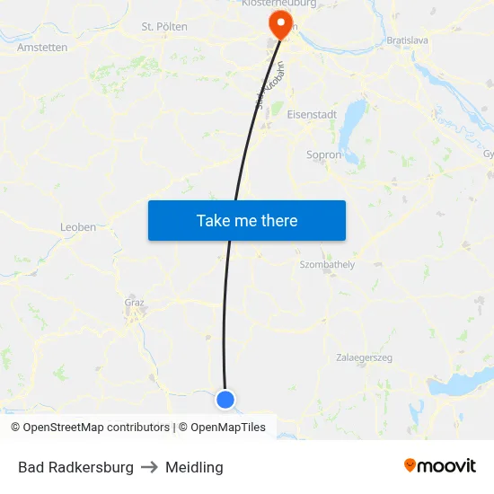 Bad Radkersburg to Meidling map