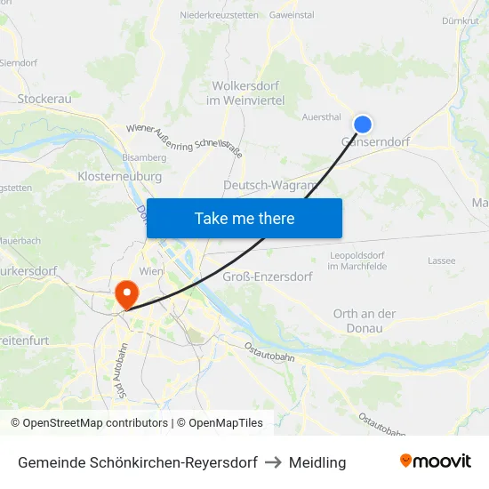 Gemeinde Schönkirchen-Reyersdorf to Meidling map