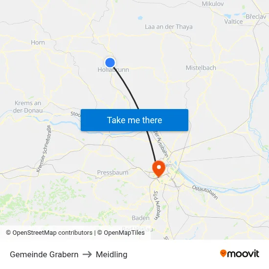 Gemeinde Grabern to Meidling map