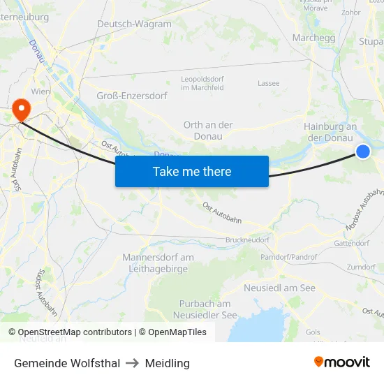 Gemeinde Wolfsthal to Meidling map