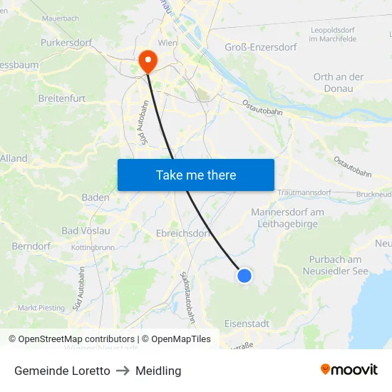 Gemeinde Loretto to Meidling map