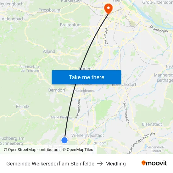 Gemeinde Weikersdorf am Steinfelde to Meidling map