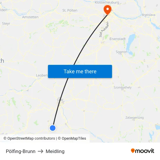 Pölfing-Brunn to Meidling map