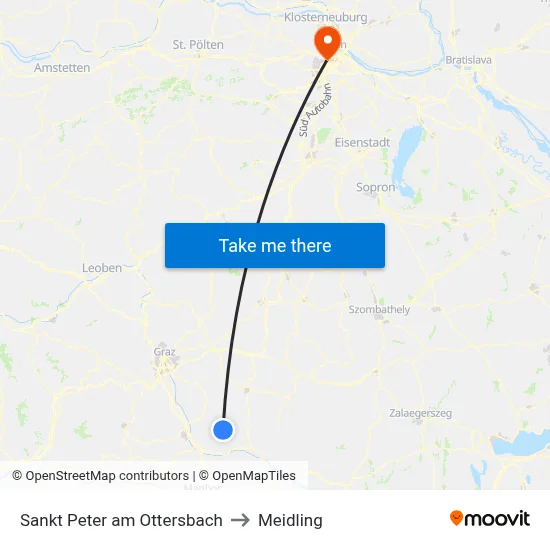 Sankt Peter am Ottersbach to Meidling map
