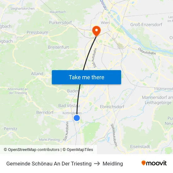 Gemeinde Schönau An Der Triesting to Meidling map