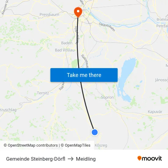 Gemeinde Steinberg-Dörfl to Meidling map