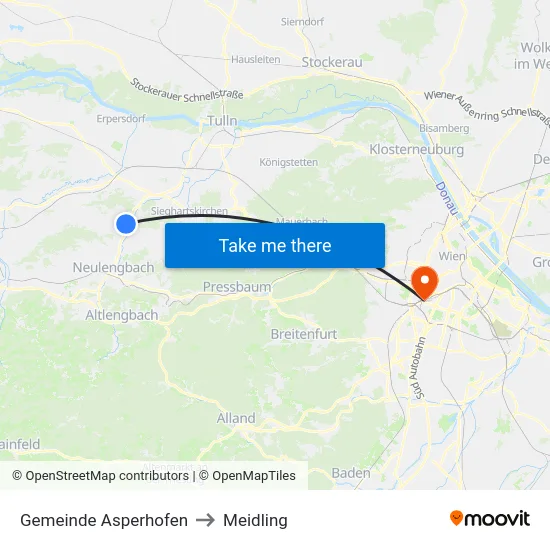 Gemeinde Asperhofen to Meidling map