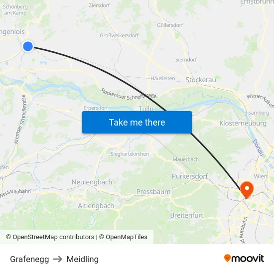 Grafenegg to Meidling map