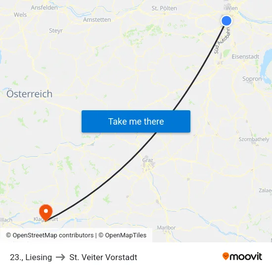 23., Liesing to St. Veiter Vorstadt map