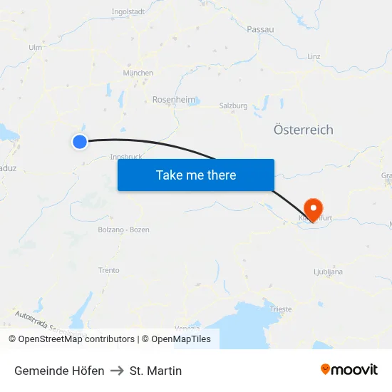 Gemeinde Höfen to St. Martin map