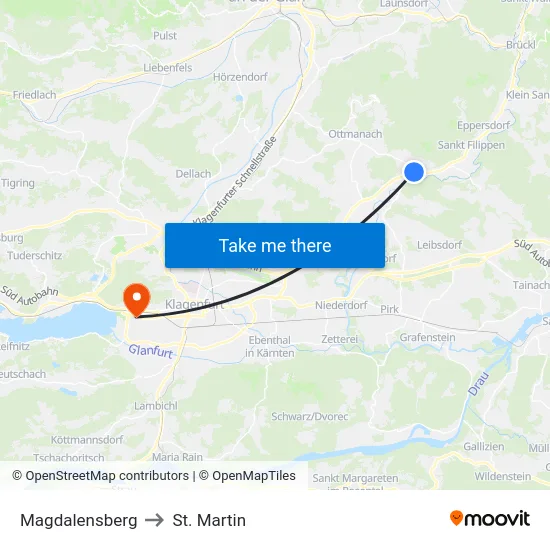 Magdalensberg to St. Martin map