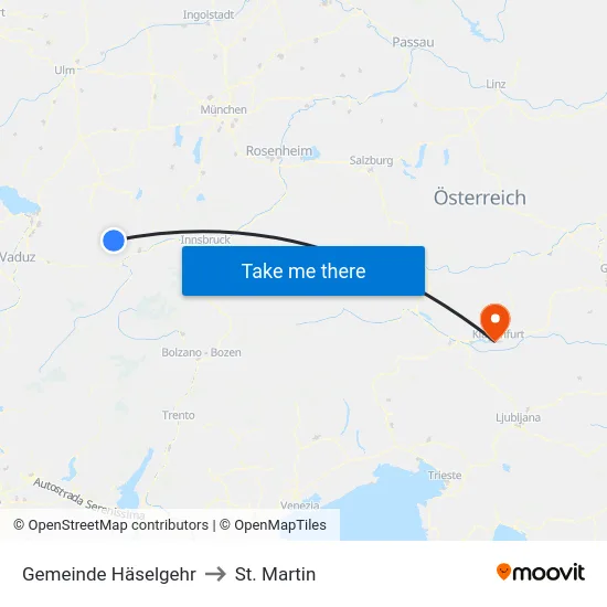 Gemeinde Häselgehr to St. Martin map