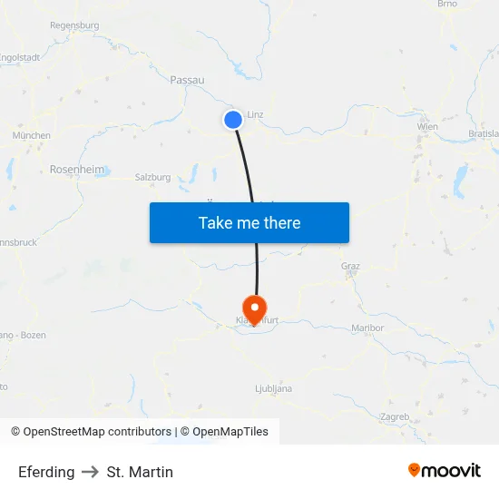 Eferding to St. Martin map