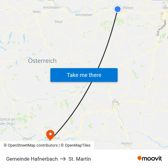 Gemeinde Hafnerbach to St. Martin map