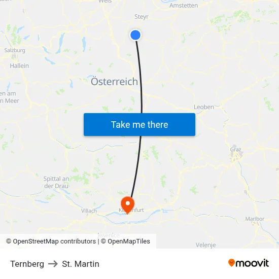 Ternberg to St. Martin map