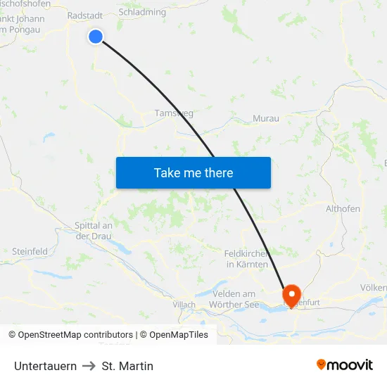Untertauern to St. Martin map