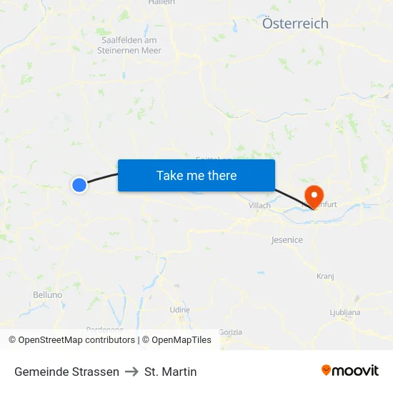 Gemeinde Strassen to St. Martin map