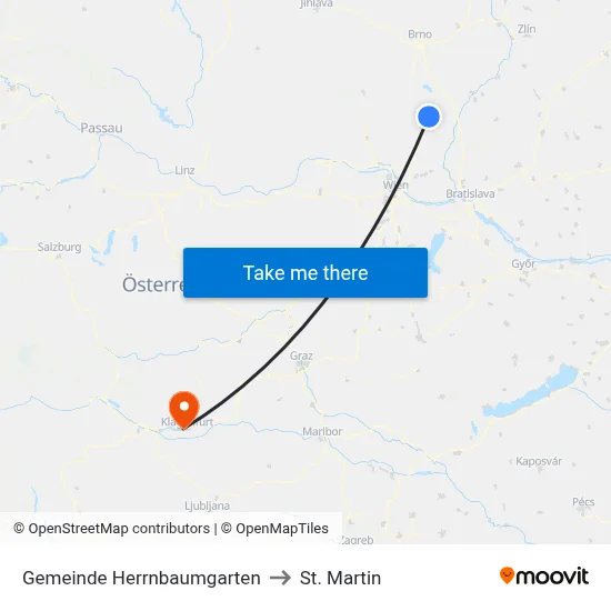 Gemeinde Herrnbaumgarten to St. Martin map