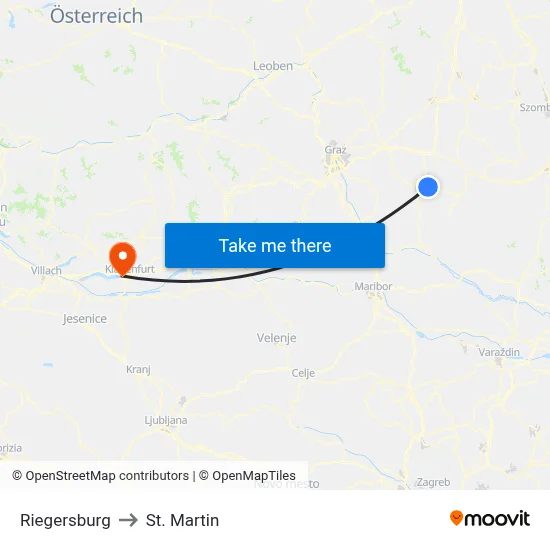 Riegersburg to St. Martin map