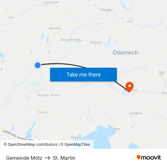 Gemeinde Mötz to St. Martin map