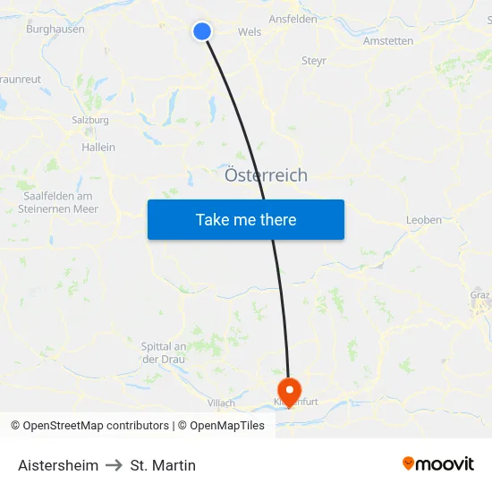 Aistersheim to St. Martin map